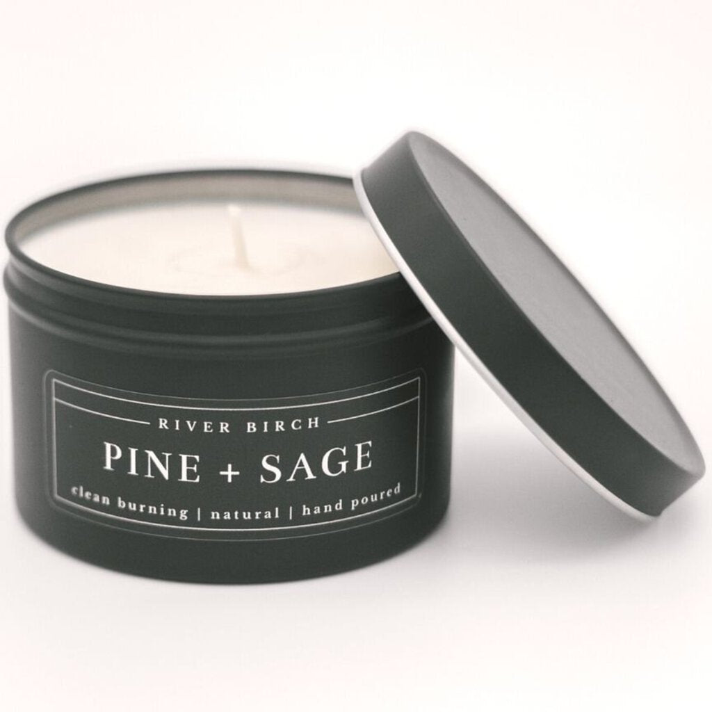 Pine + Sage Black Tin Soy Candle