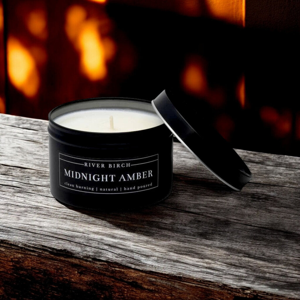 Midnight Amber Black Tin Soy Candle