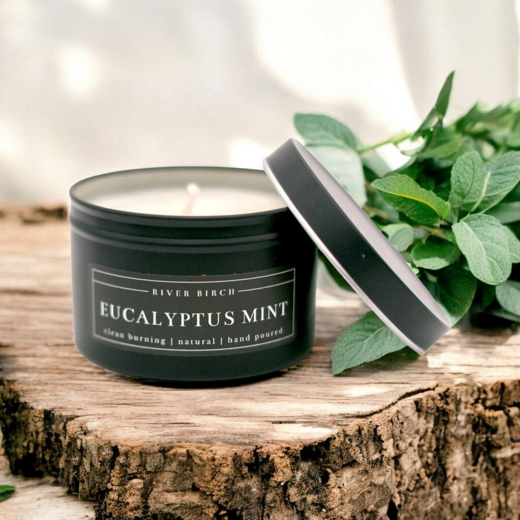 Eucalyptus Mint Black Tin Soy Candle