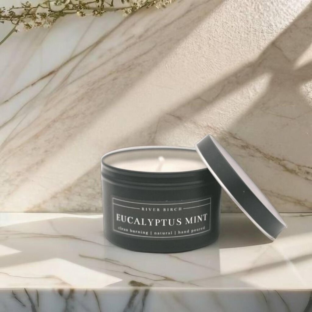 Eucalyptus Mint Black Tin Soy Candle