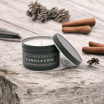 Vanilla Chai Black Tin Soy Candle