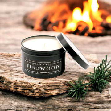 Firewood Black Tin Soy Candle