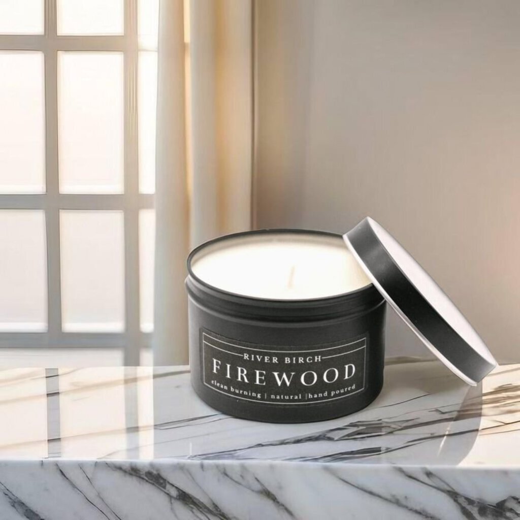 Firewood Black Tin Soy Candle