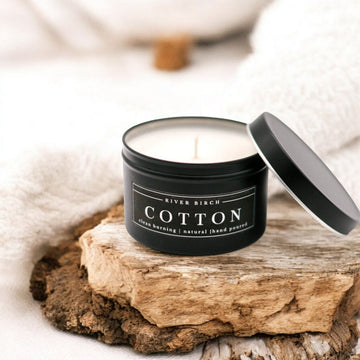 Cotton Black Tin Soy Candle