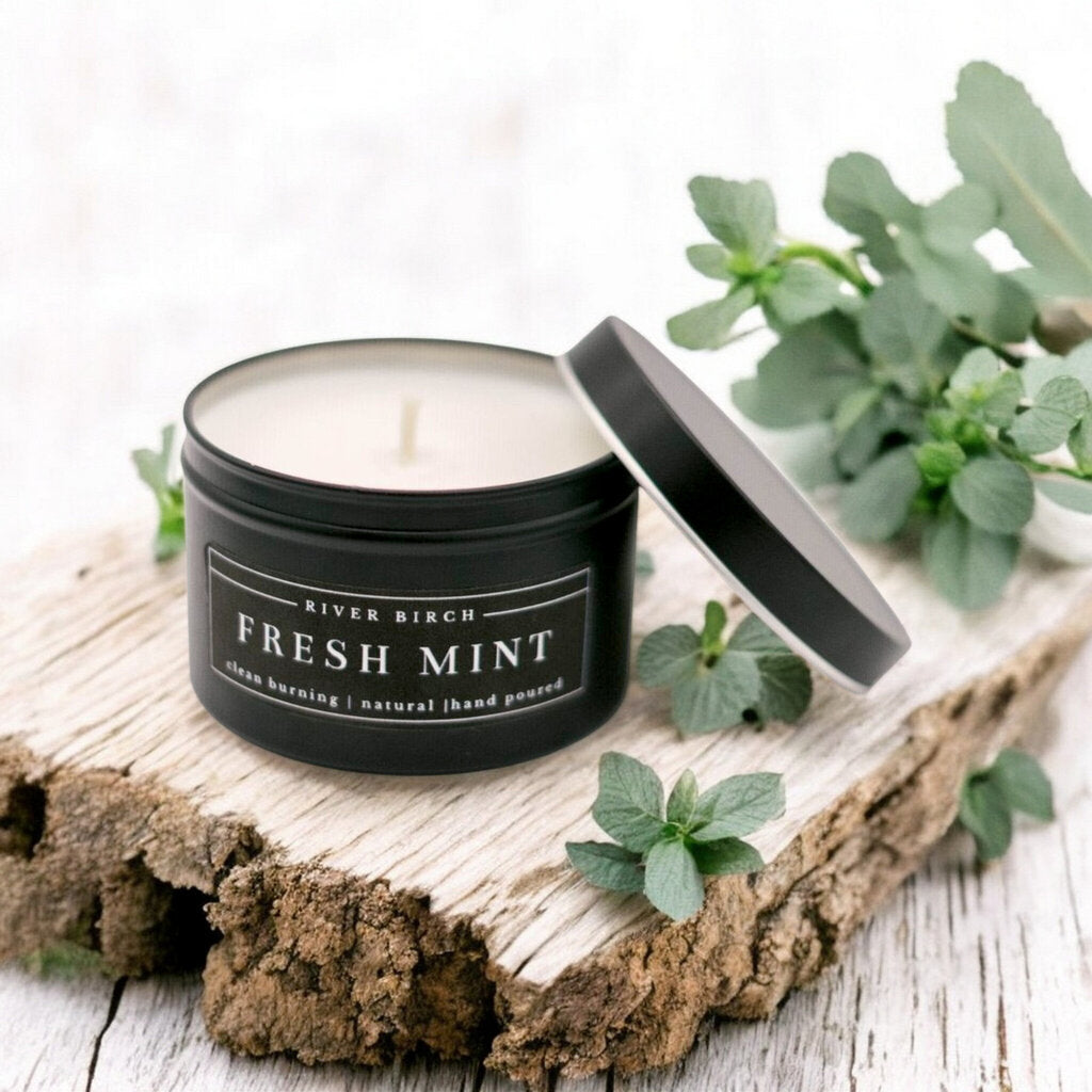 Fresh Mint Black Tin Soy Candle