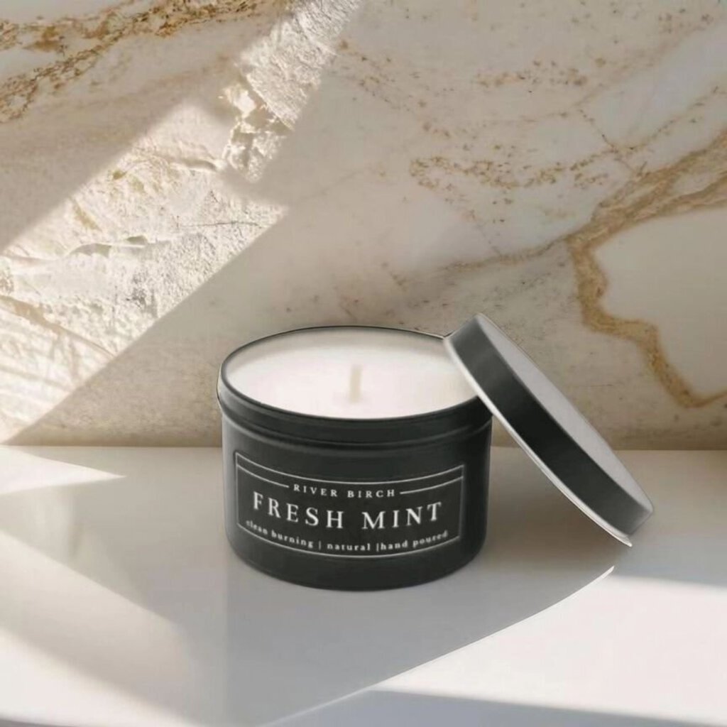 Fresh Mint Black Tin Soy Candle