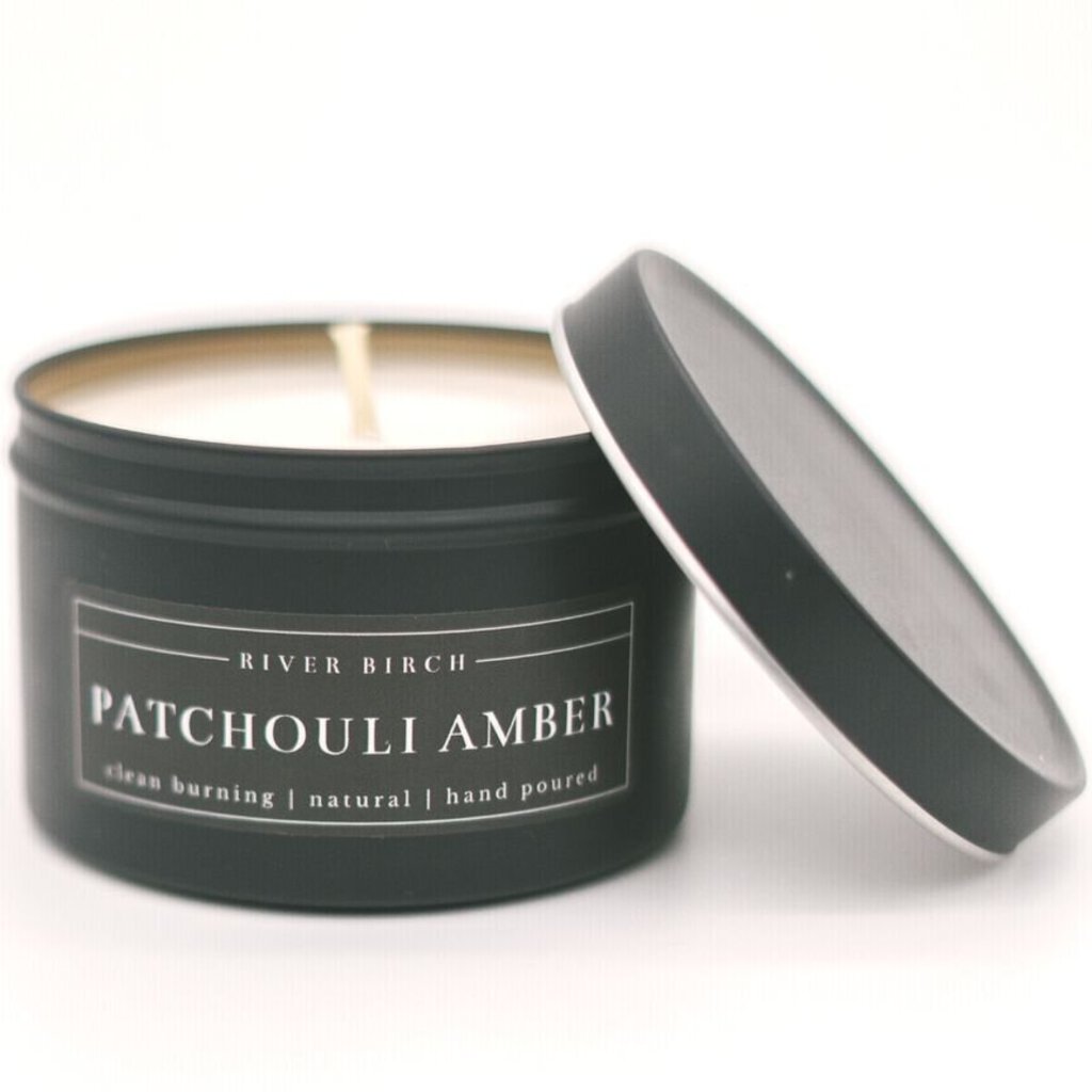 Patchouli Amber Black Tin Soy Candle