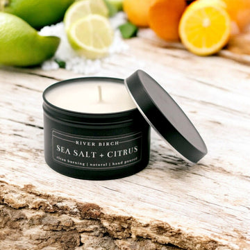 Sea Salt + Citrus Black Tin Soy Candle