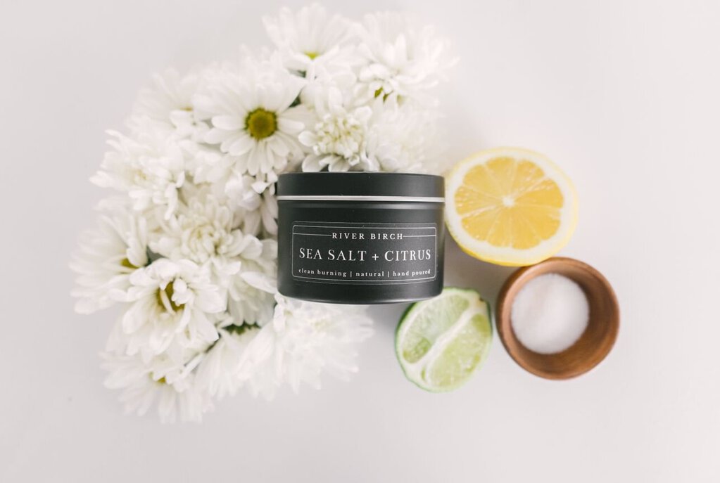 Sea Salt + Citrus Black Tin Soy Candle