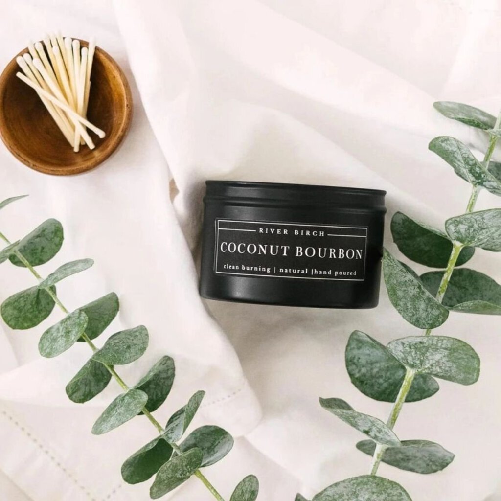 Coconut Bourbon Black Tin Soy Candle