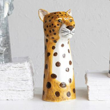 Hand-Painted Cheetah Vase