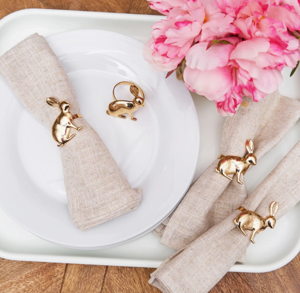 Adorable Gold Rabbit Napkin Ring