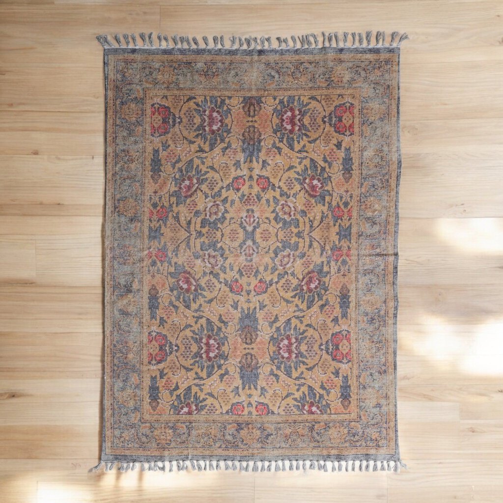 Hints Of Pink Chenille Distressed Print Rug