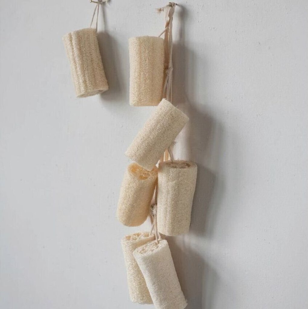 Natural Loofa Brush w/ Cotton Rope Hanger