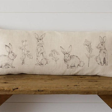 Reversible Rabbit & Wildflower Lumbar Pillow