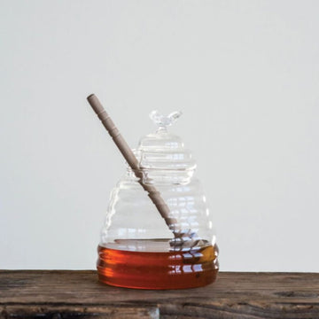 Glass Honey Jar w/ Wood Dipper