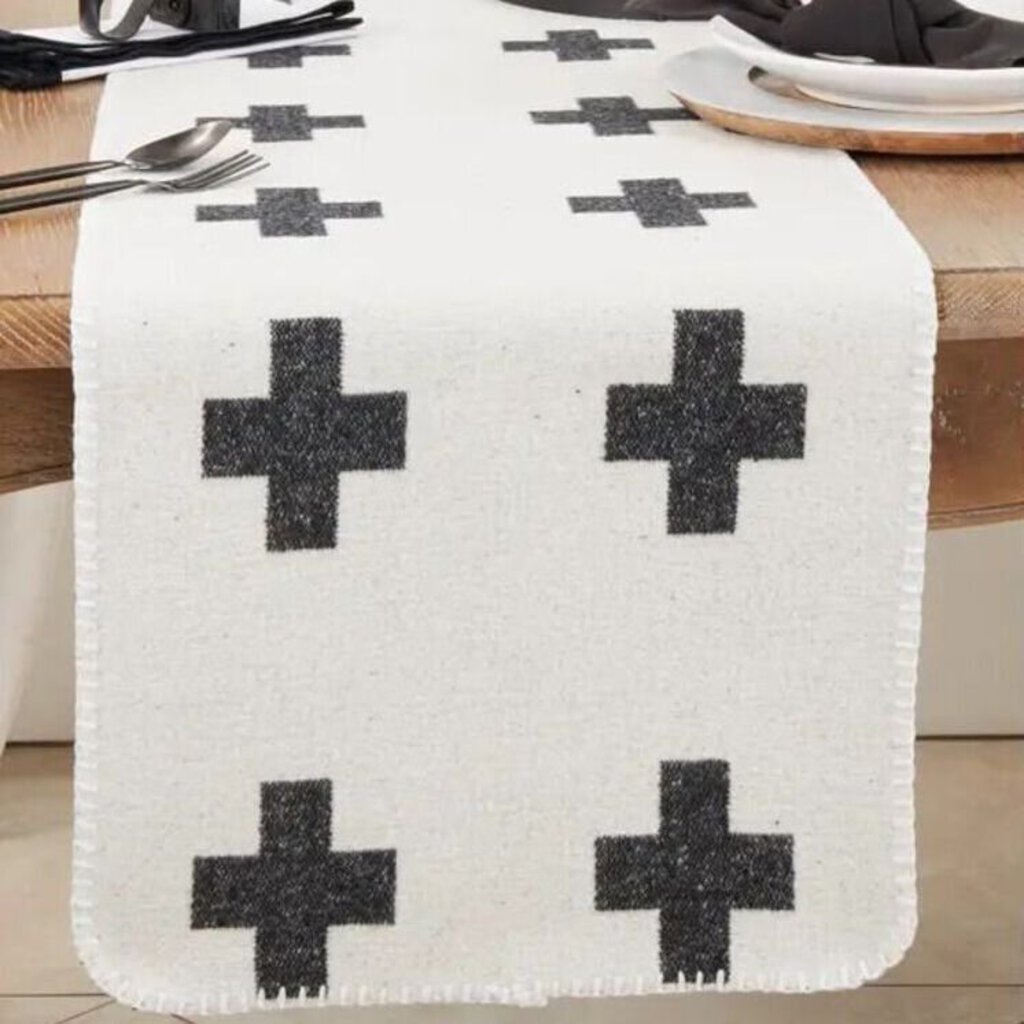 Black & White Plus Sign Table Runner