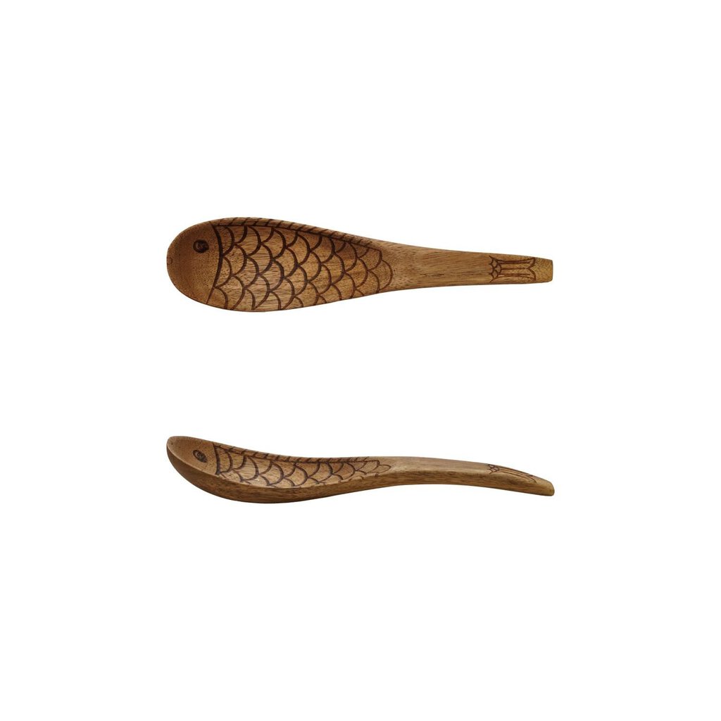 Carved 6" Acacia Wood Fish Spoon