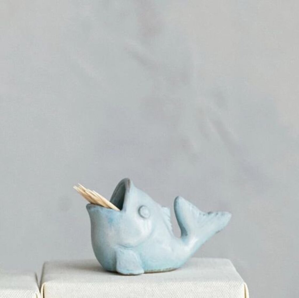 Stoneware Fish Shaped Toothpick Holder