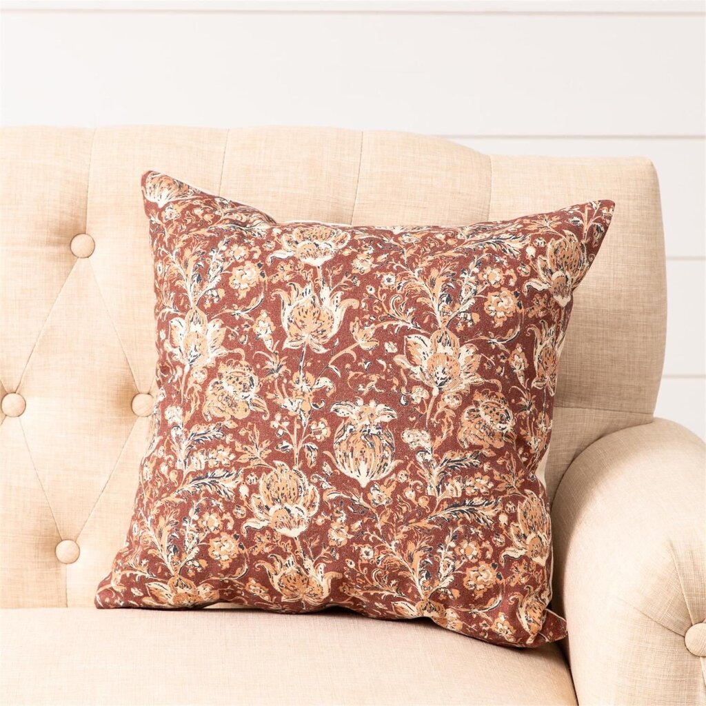 Rust & Navy Block Print Pillow