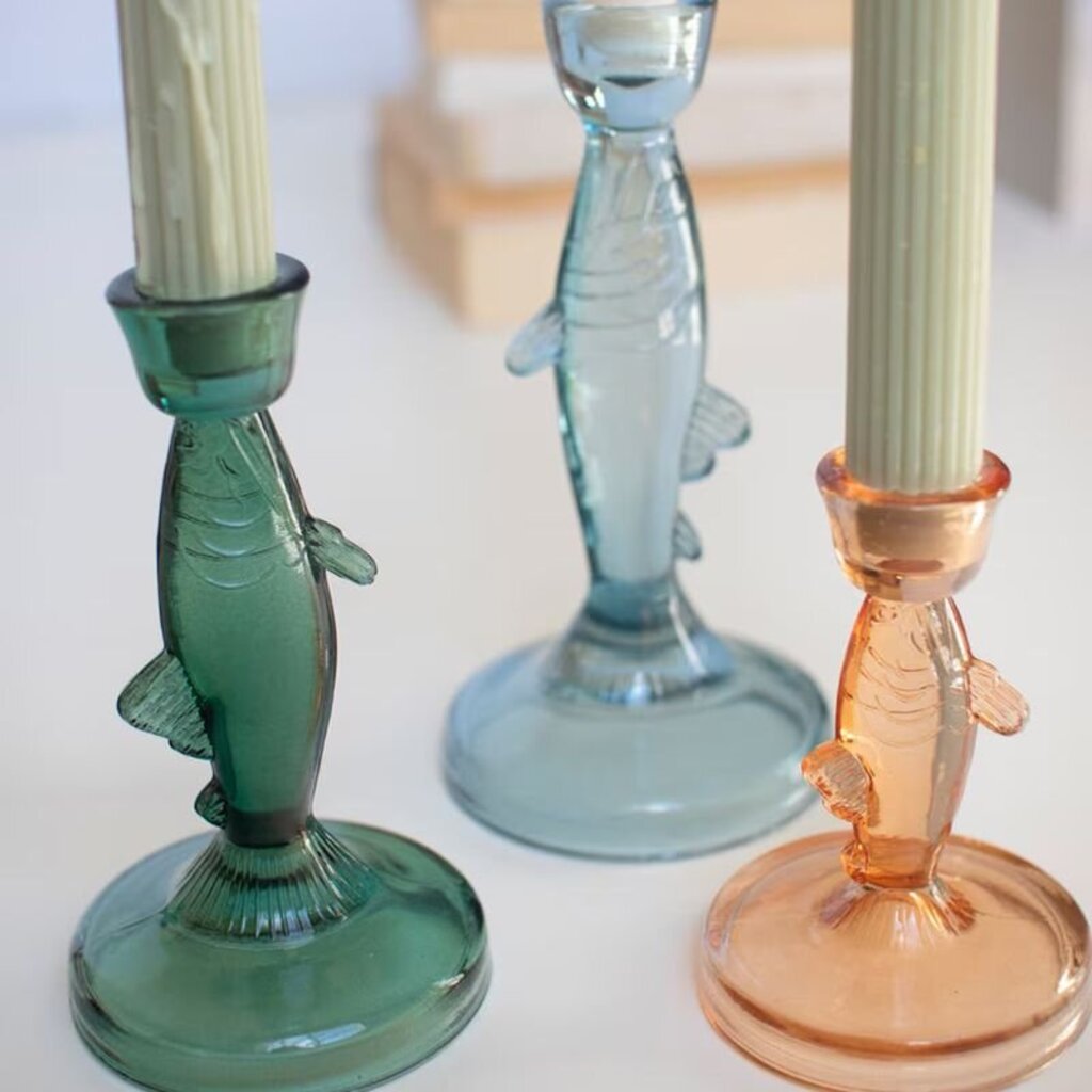 Cool Glass Fish Taper Holder