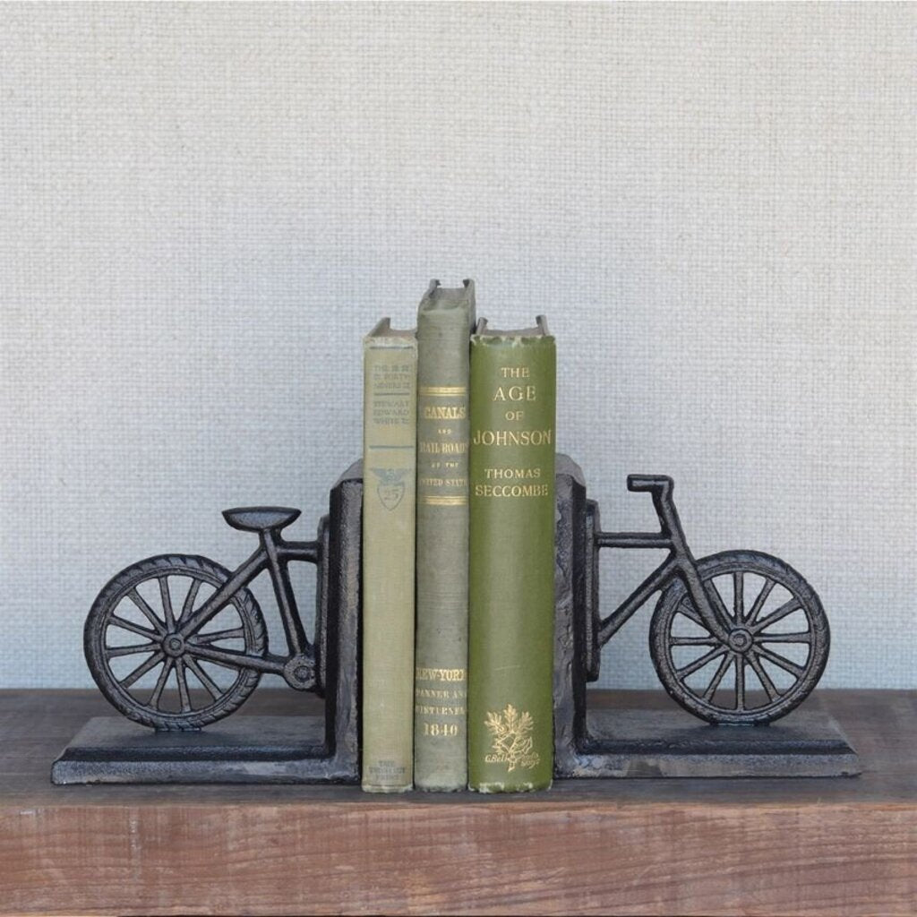 Amazing Cast Iron Bicycle Bookend- Set Of Two