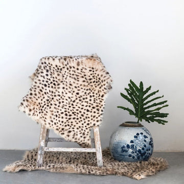 Awesome Goat Fur Rug w/ Leopard Print