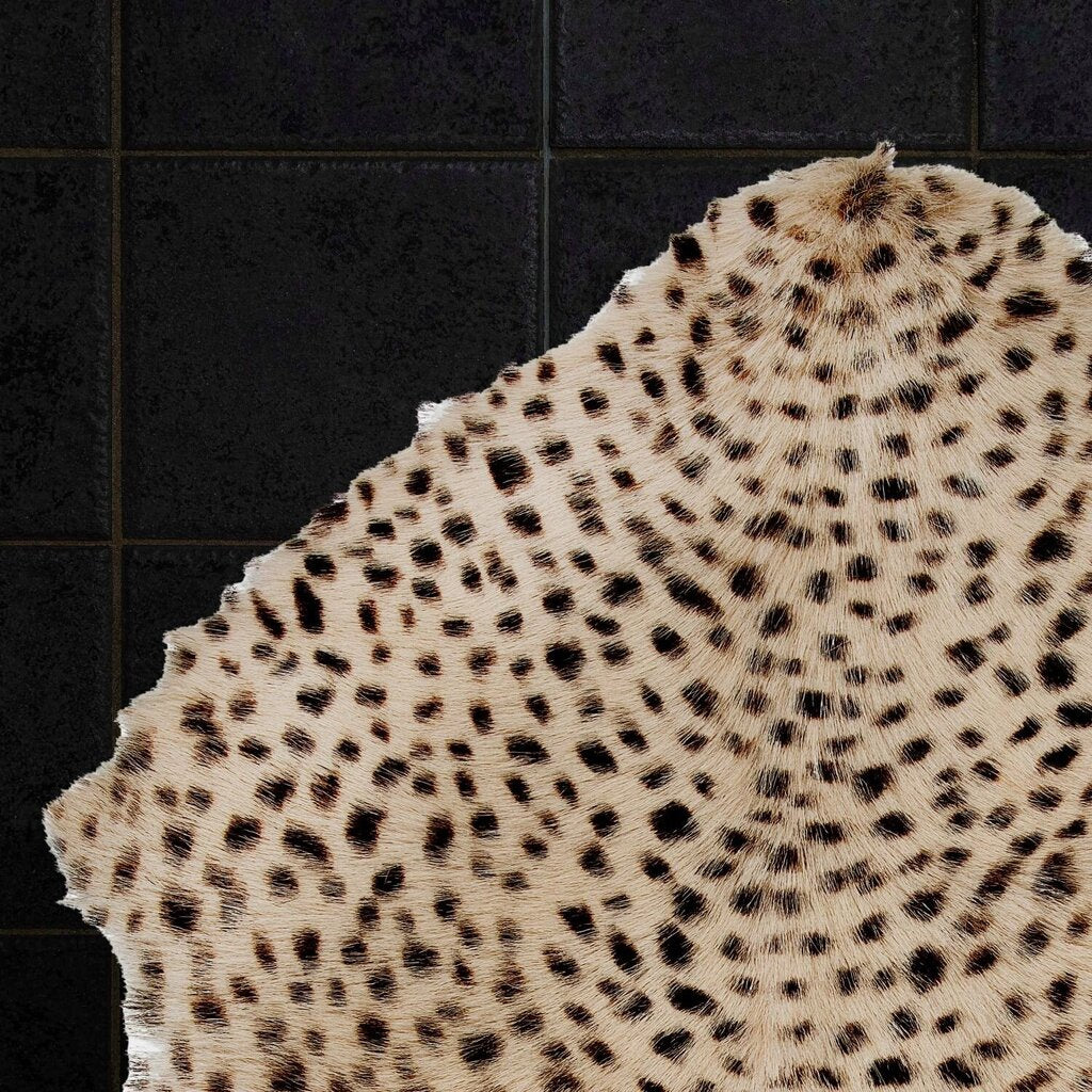 Awesome Goat Fur Rug w/ Leopard Print