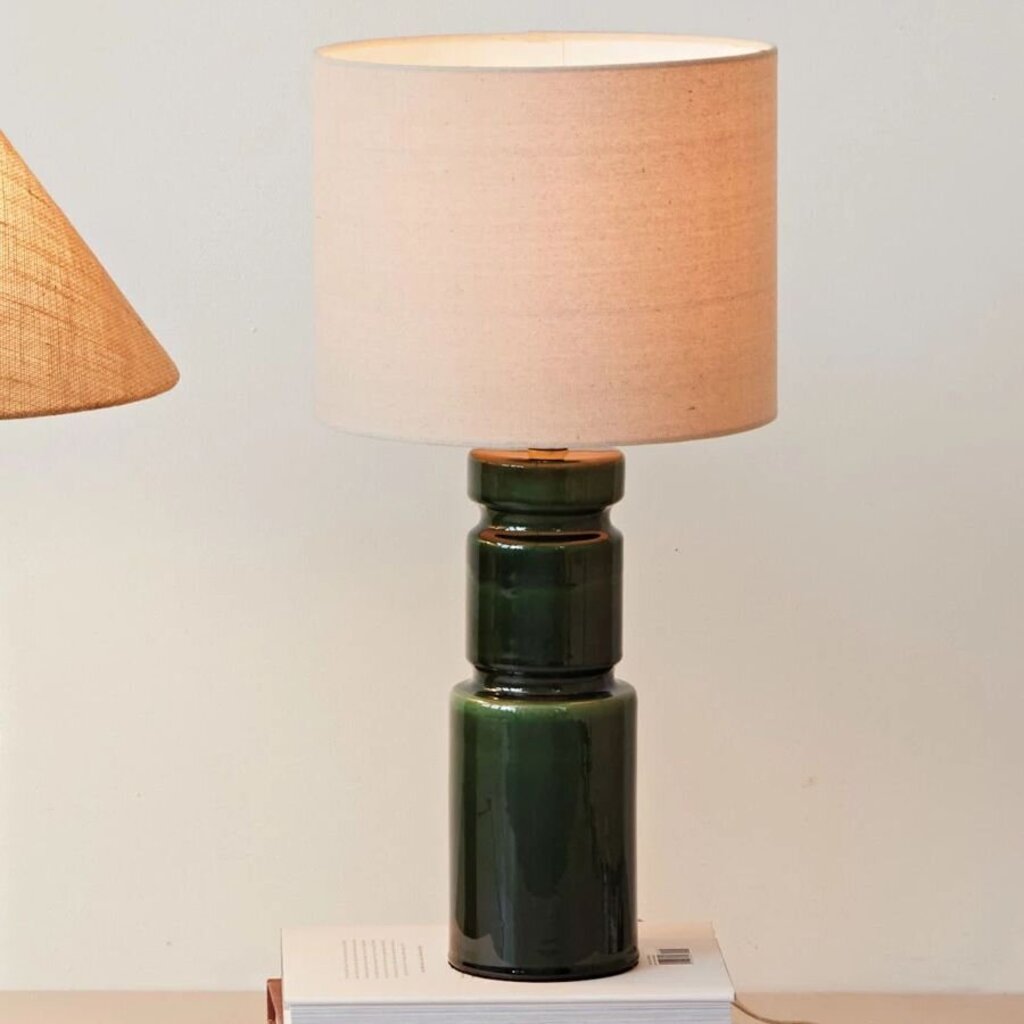 Gorgeous Green Table Lamp w/ Linen Shade
