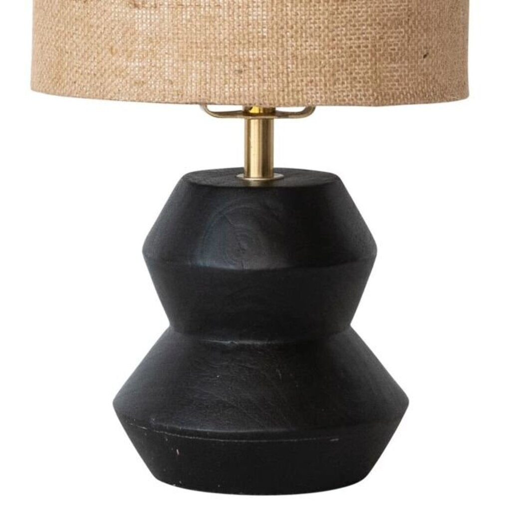 Mango Wood Table Lamp w/ Jute Shade