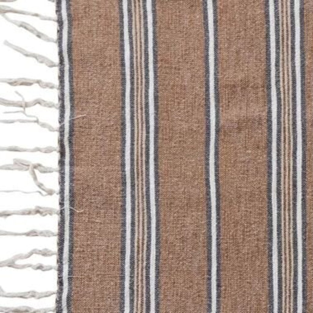 Rust Cotton Blend Stripe Throw w/ Fringe