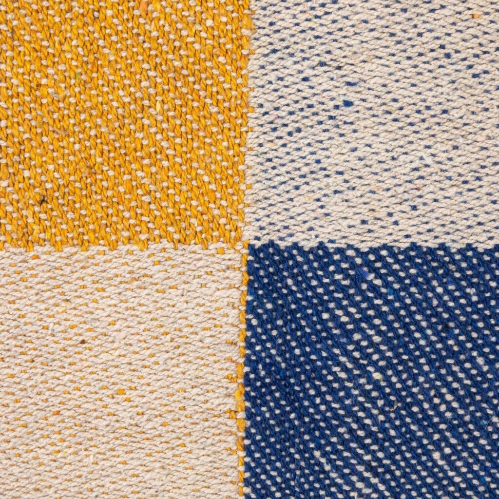 Blue & Yellow Check Recycled Cotton Throw