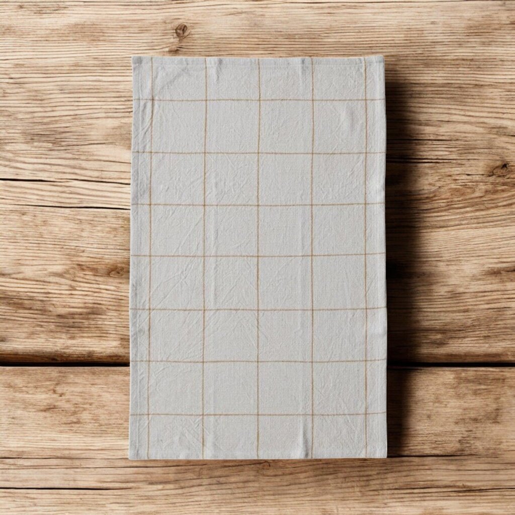Woven Cotton Grid Tea Towel