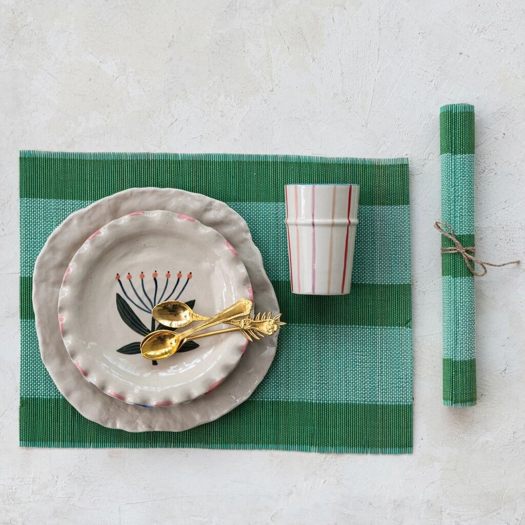 Pretty Stripe Green Hand Woven Placemat
