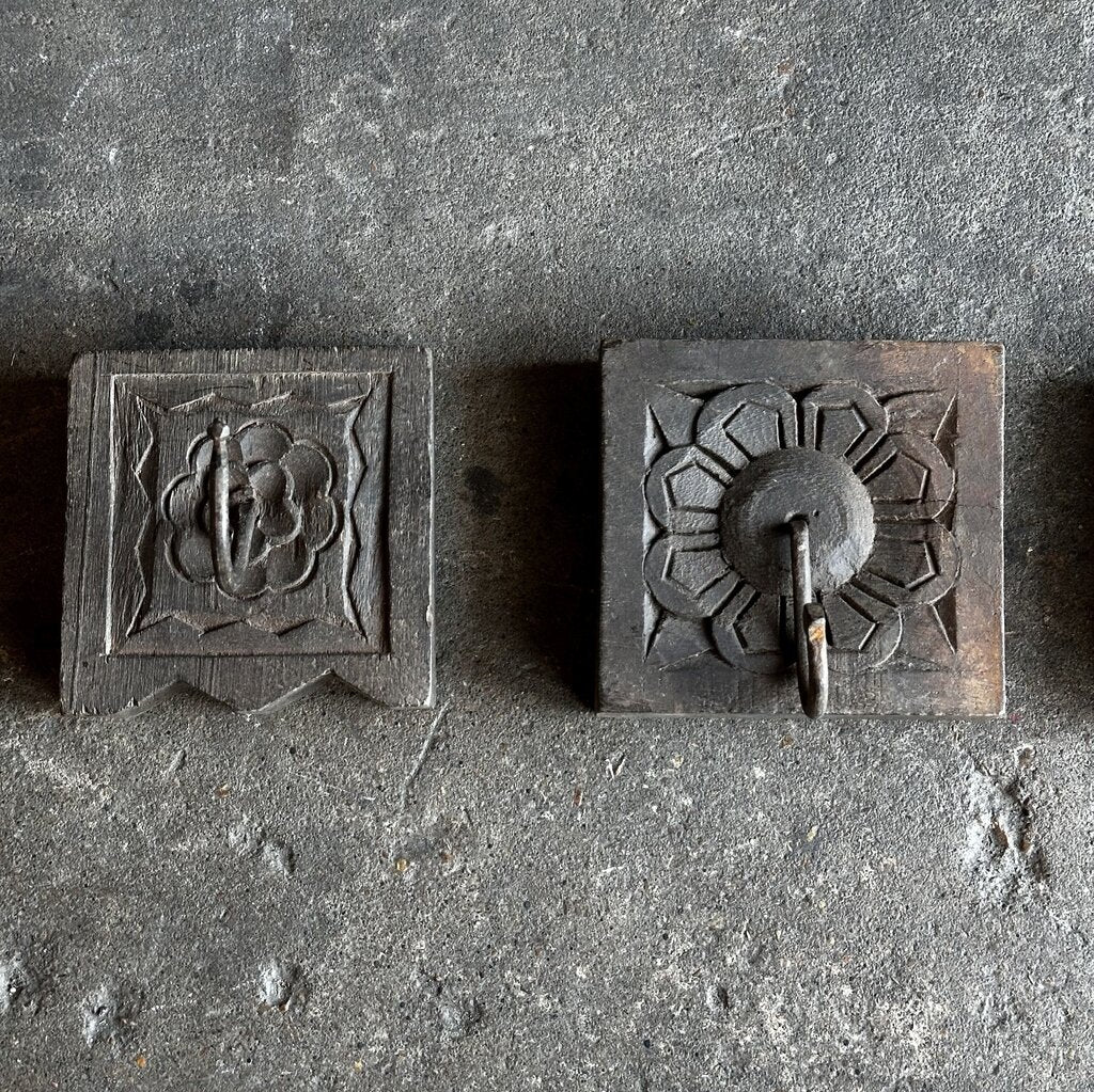 Pretty Carved Wooden Square Hook
