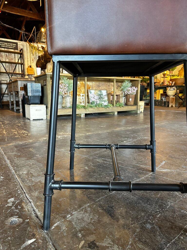 Beautiful Dark Leather & Iron Chair/Bar Stool