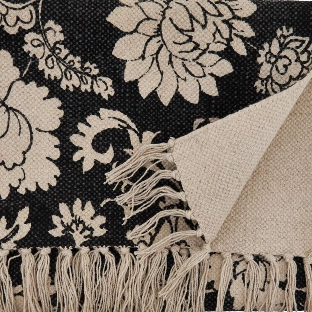 Moody Botanical Black Floral Table Runner