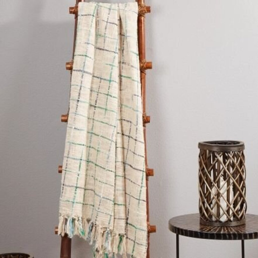 Blue & Green Cross Hatch Throw