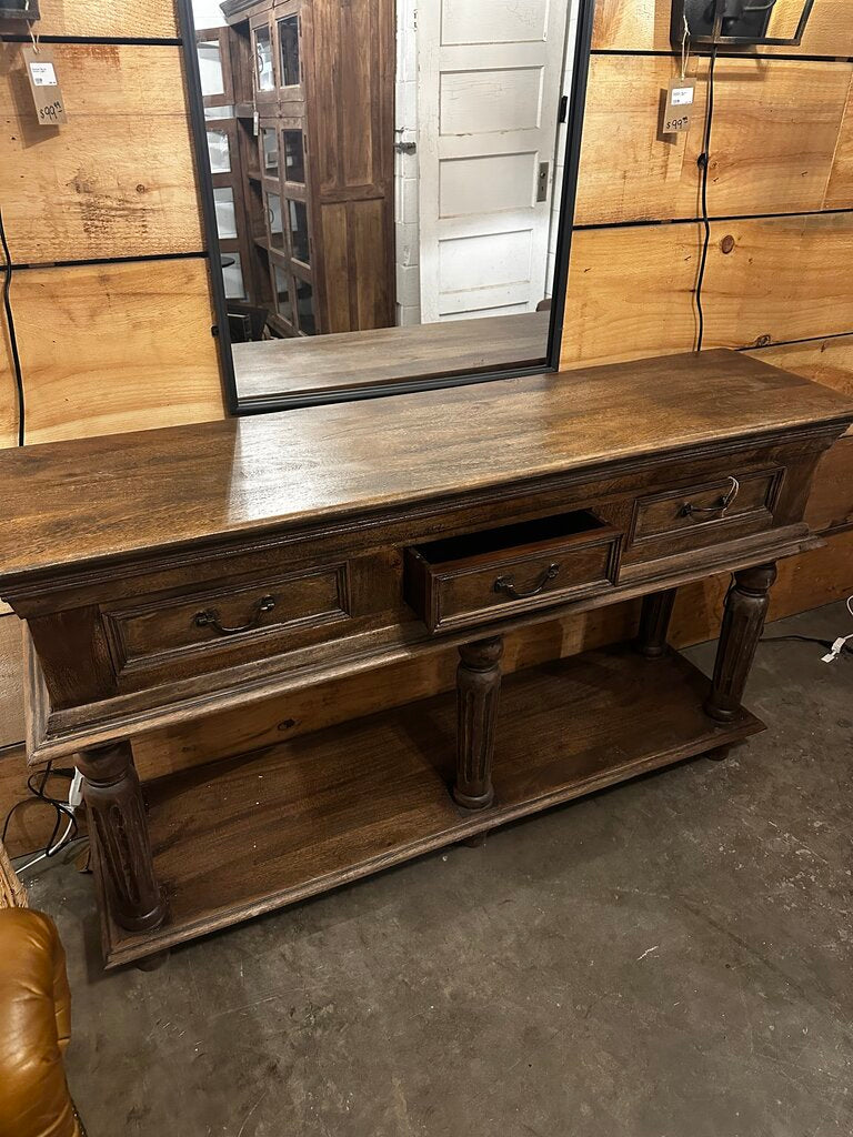 Wooden 3 Drawer Console Table