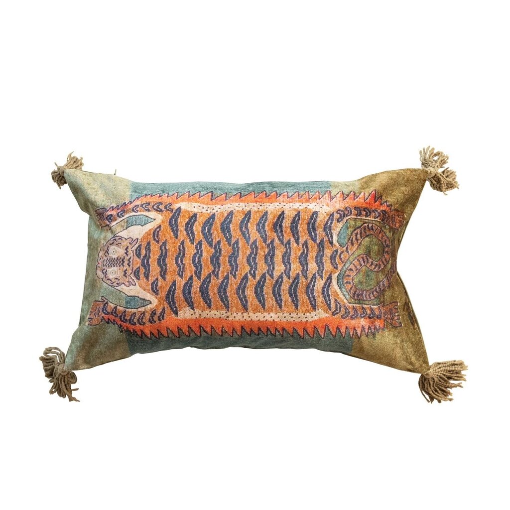 Cotton Velvet Tibetan Tiger Lumbar Pillow