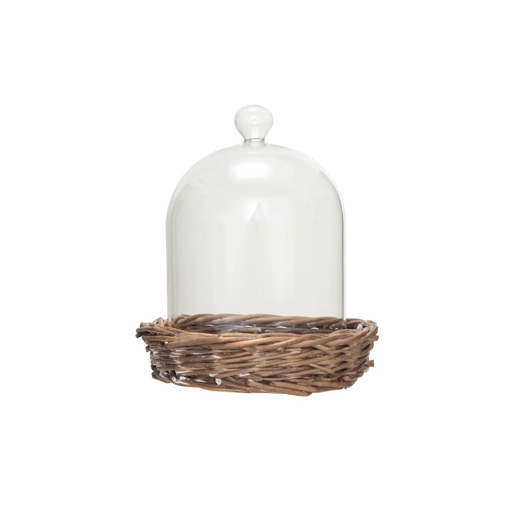 Glass Cloche + Woven Willow Base