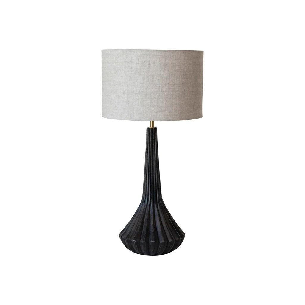 Black Mango Wood Pleated Table Lamp