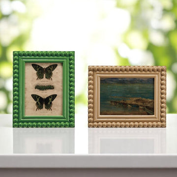 Beaded Picture Frame + Vintage Reproduction Picture