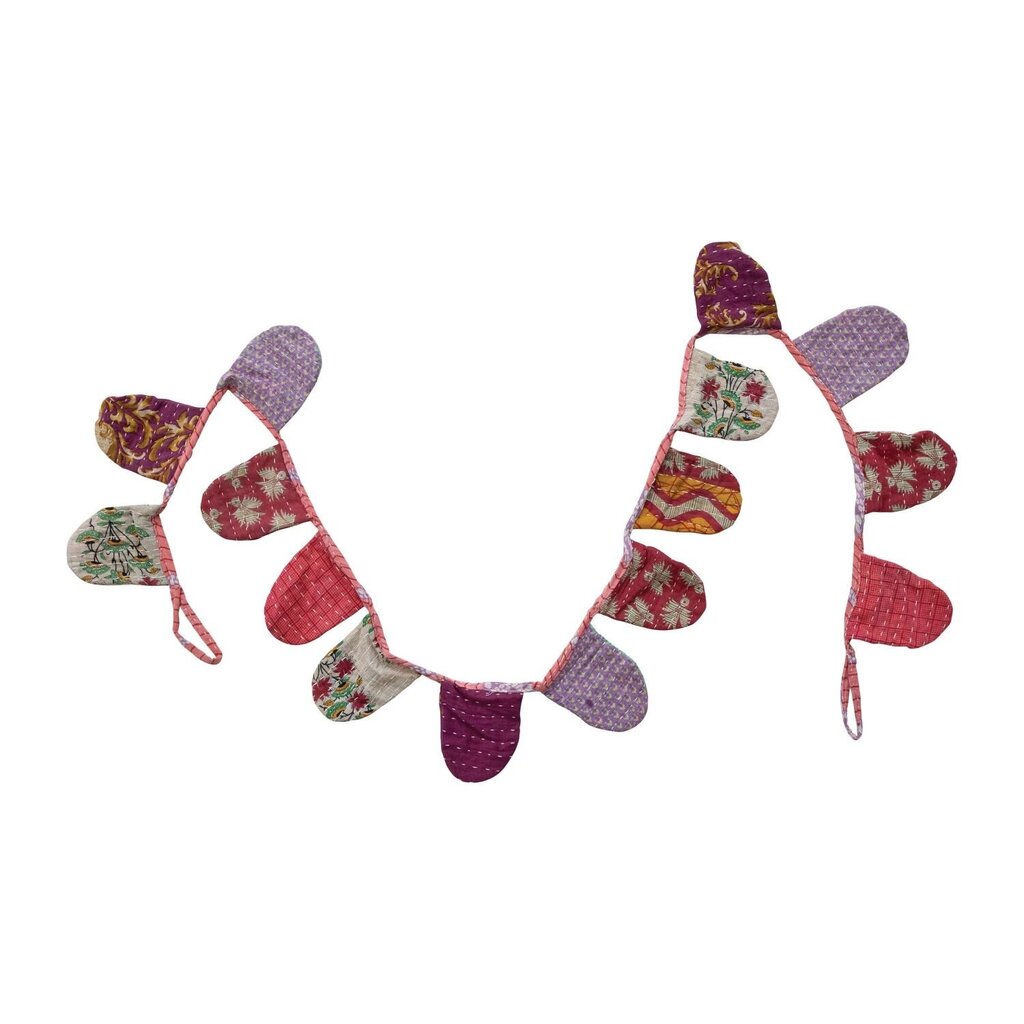Hand-Embroidered Vintage Kantha Pennant Garland