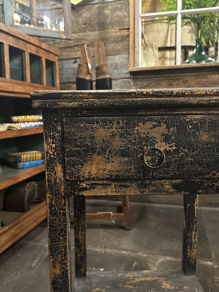 Black Wooden 1 Drawer Side Table