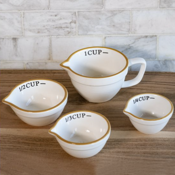White & Mustard Measuring Cups