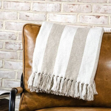 Natural & White Stripe Throw