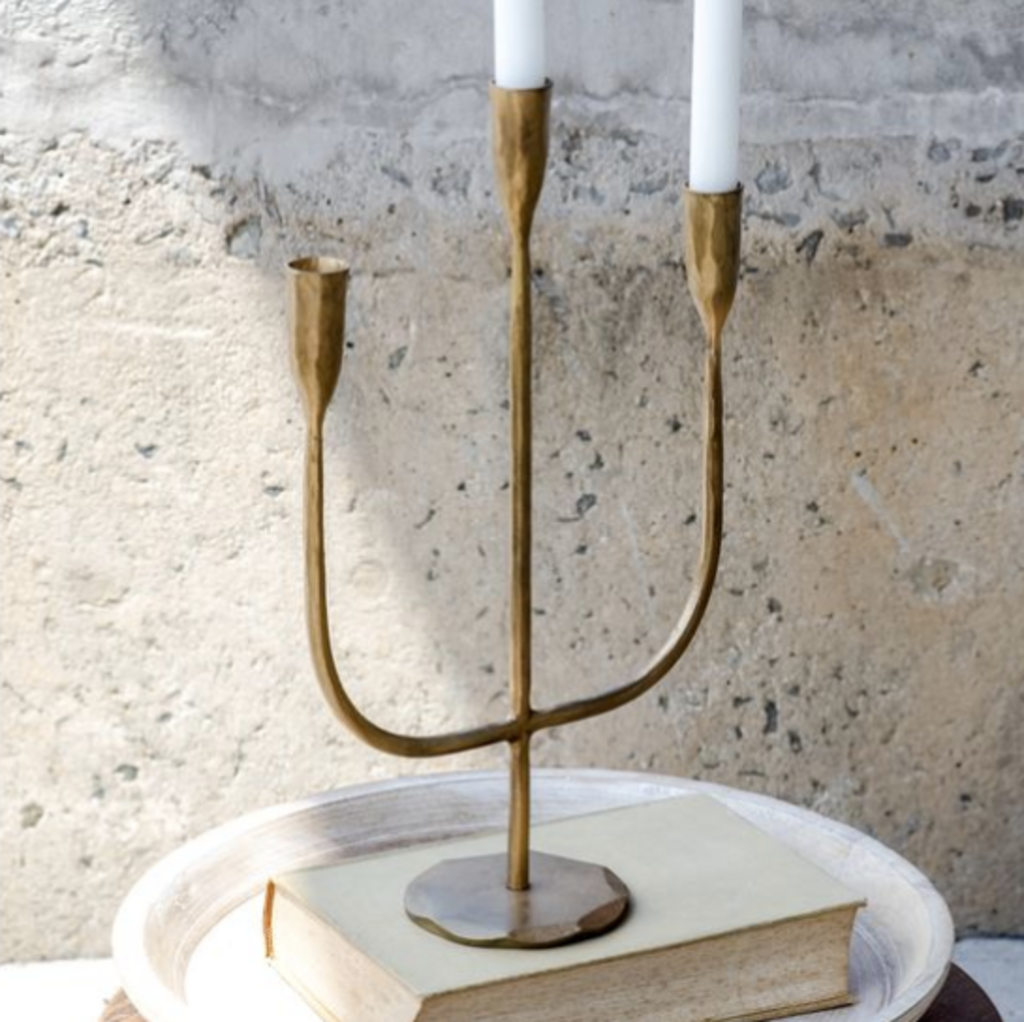 Gold Iron 3 Arm Candelabra