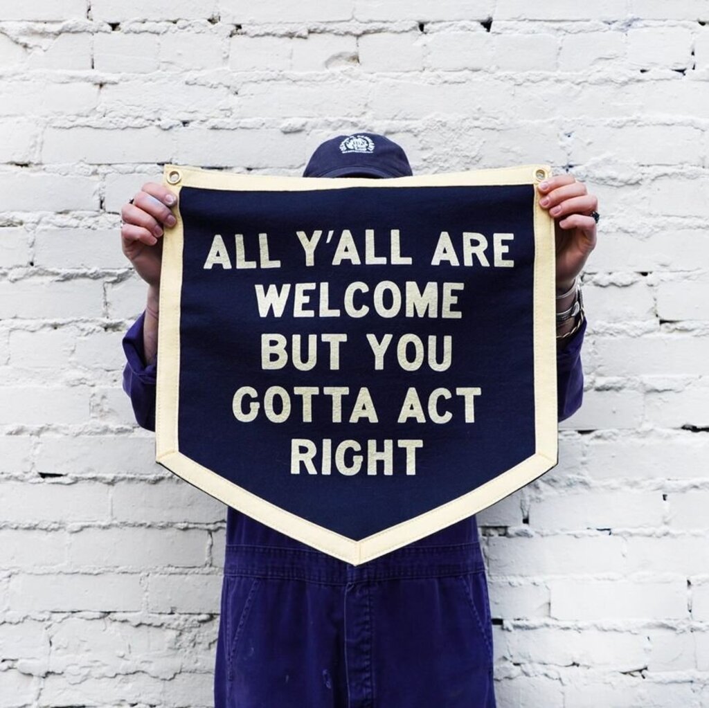 All Y'all Are Welcome Camp Flag Pennant