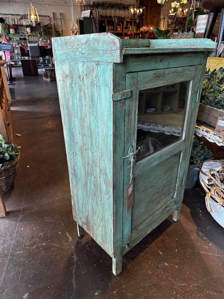 Green Wooden & Glass Cabinet